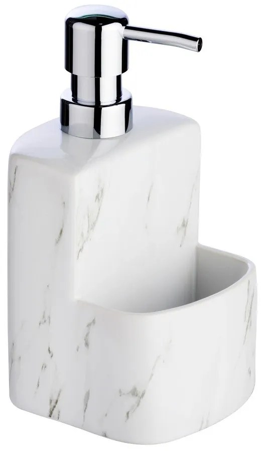 Biely keramický dávkovač na mydlo Wenko Festival Marble, 380 ml