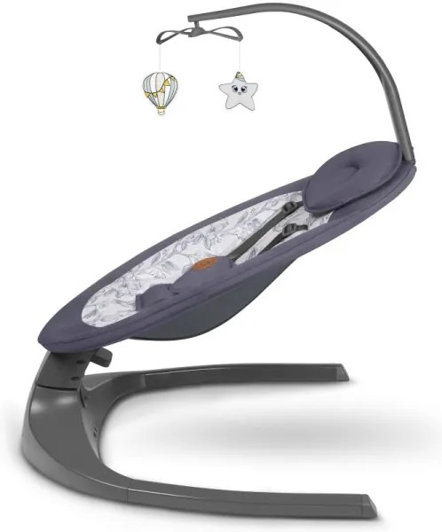 Lionelo - Detská hojdačka s melódiou RALF 4xAA šedo-biela + diaľkové ovládanie