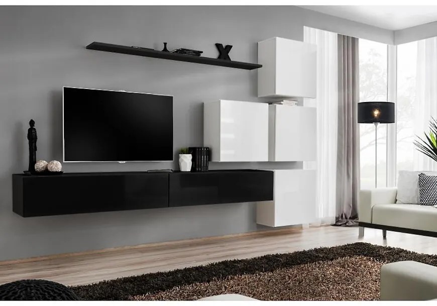 Obývacia stena Switch IX čierna/biela