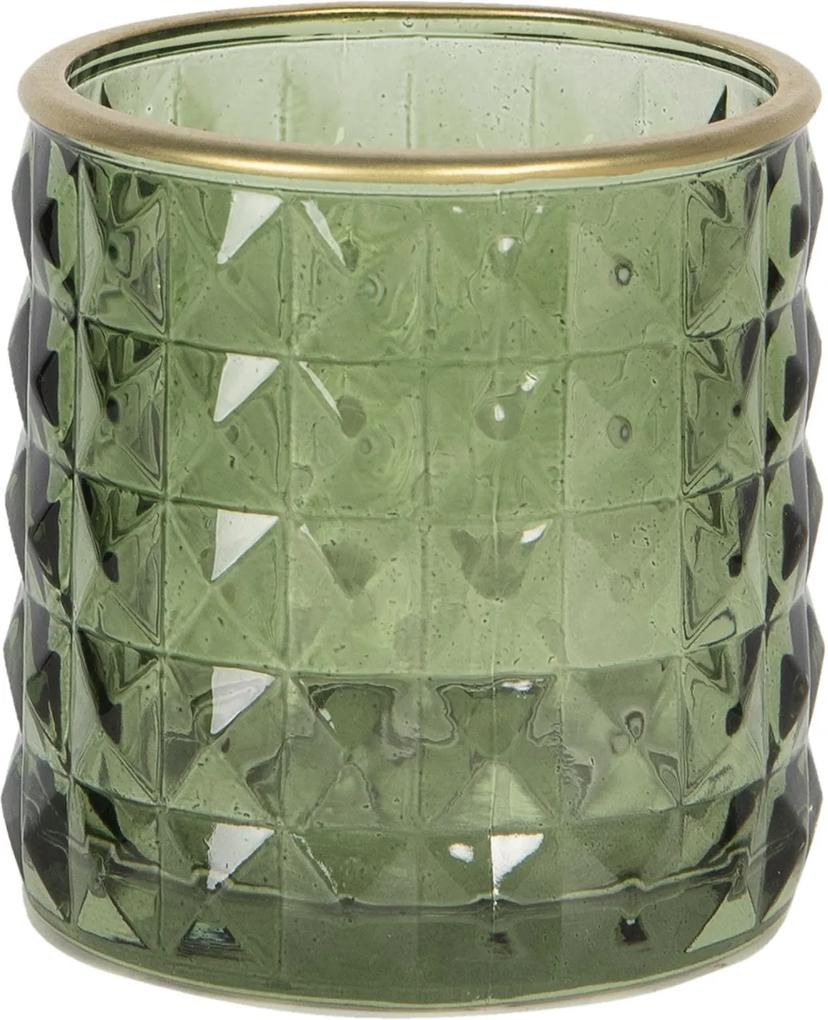 Zelený sklenený svietnik na čajovú sviečku - Ø 7*7 cm