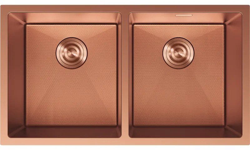 Mexen Binox, 2-komorový nerezový drez 800 x 450 mm, brúsená meď, vzor voština, 6421802000-65HC