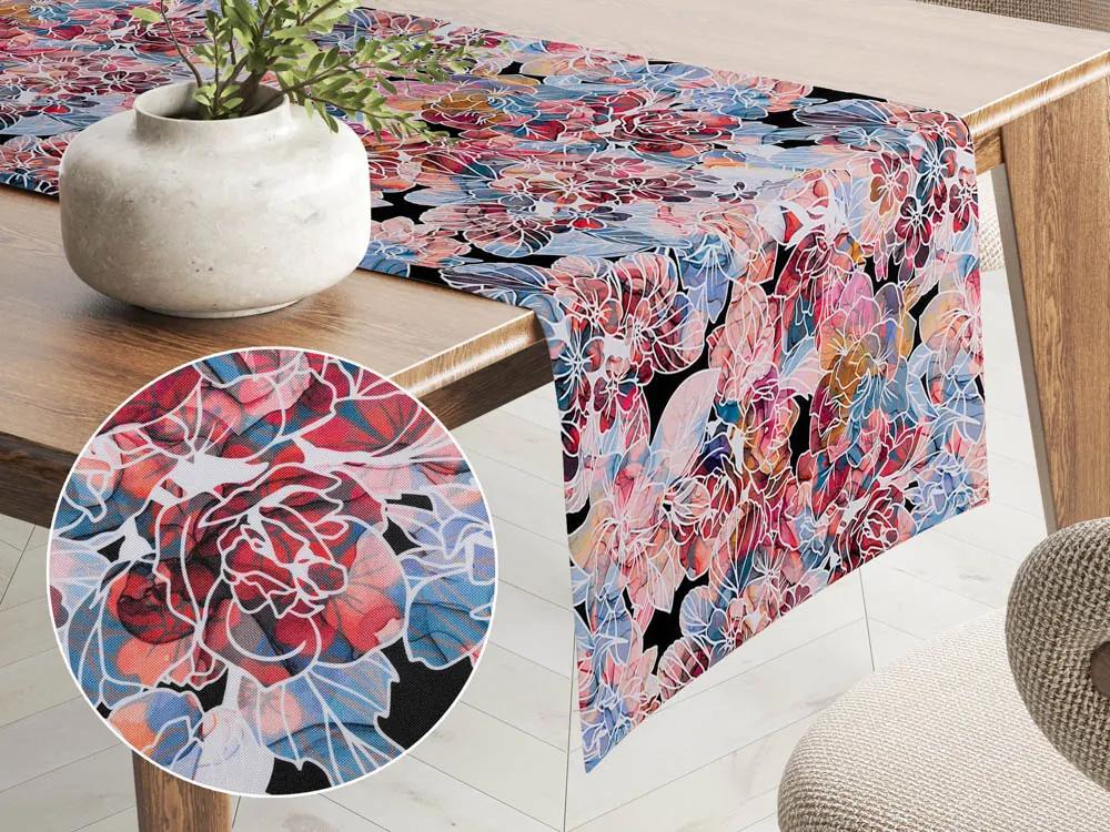 Biante Dekoračný behúň na stôl Rongo RGP-503 Červeno-modré kvety 20x160 cm