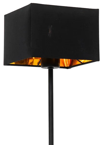 Moderná stolná lampa čierna s tienidlom z látky čierna so zlatom - VT 1