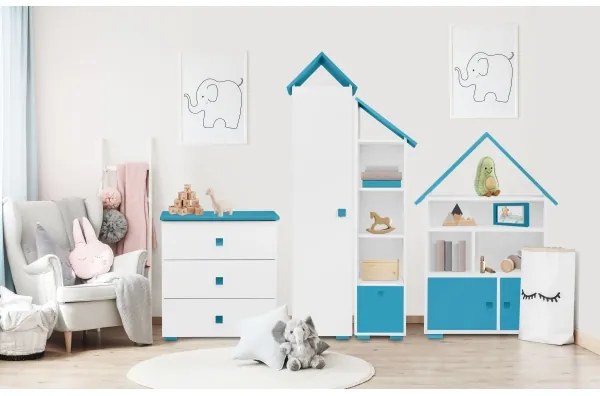 Komoda PABIS 87x83 cm biela/modrá