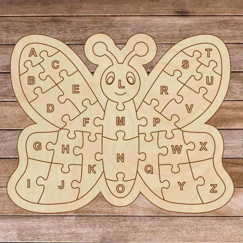 Detské drevené puzzle - Abeceda motýľ A-ZET 26 dielikov | SENTOP H009