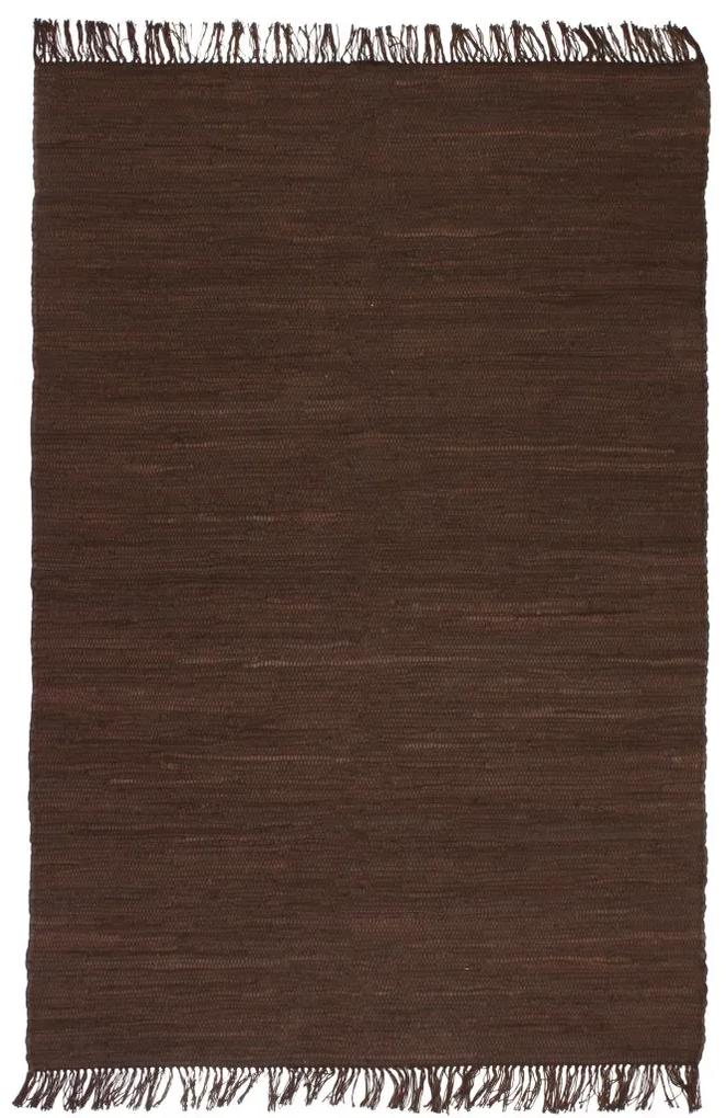 vidaXL Ručne tkaný koberec Chindi, bavlna 160x230 cm, hnedý