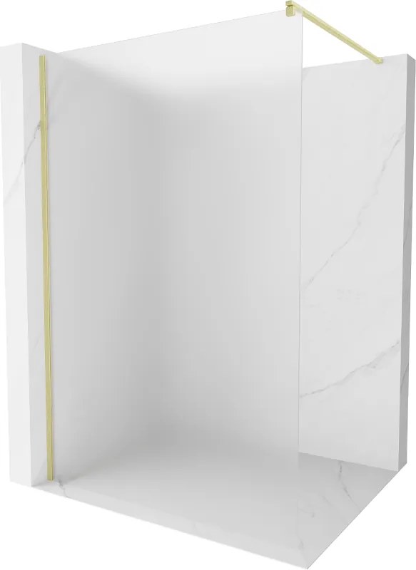 Mexen Kioto, sprchová zástena Walk-In 130 x 200 cm, 8mm sklo námraza, zlatý matný profil, 800-130-101-55-30