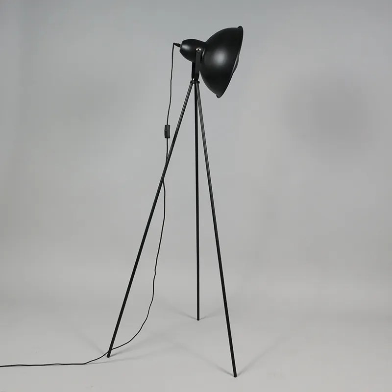 Priemyselná stojaca lampa trojnožka čierna so zlatom - Magna Basic 25