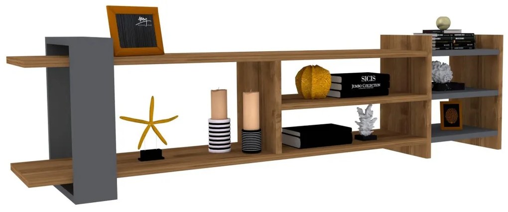 TV stolík ZEYNA 156 cm antracitový/orech