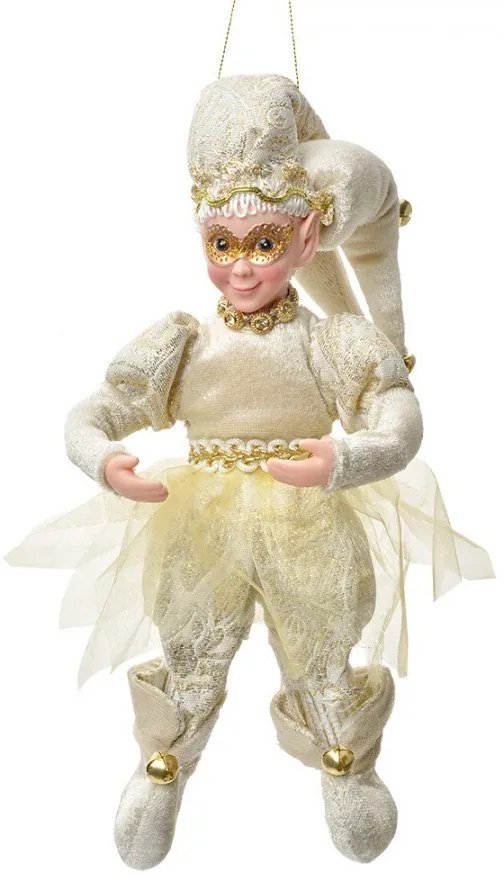 Závesná dekorácia Elf v zlatom obleku - 10*8*28 cm