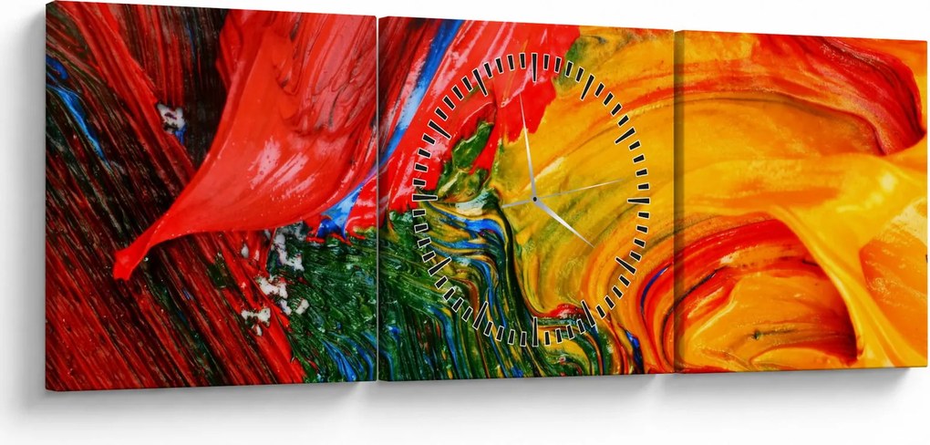 Obraz - Modrenie abstrakcie štetcom (s hodinami) (90x30 cm)