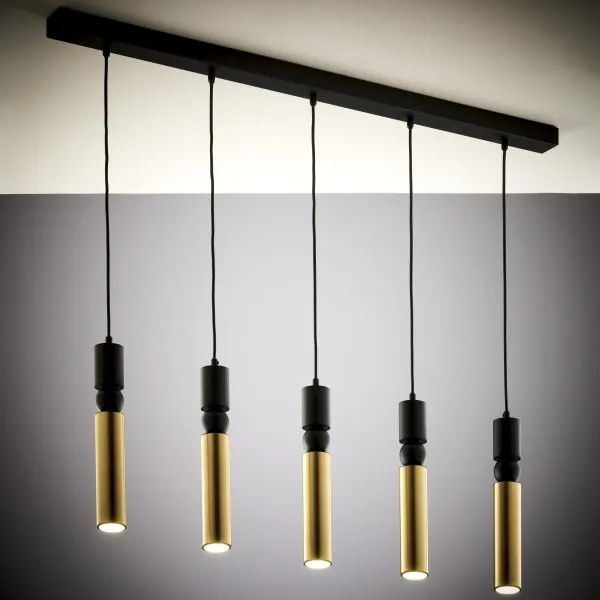 Jupiter 2012 - Luster na lanku ALAS 5xGU10/10W/230V čierna/zlatá