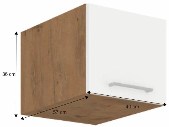 Horná kuchynská skrinka Vega 40 NAGU-36 1F - dub lancelot / biely vysoký lesk