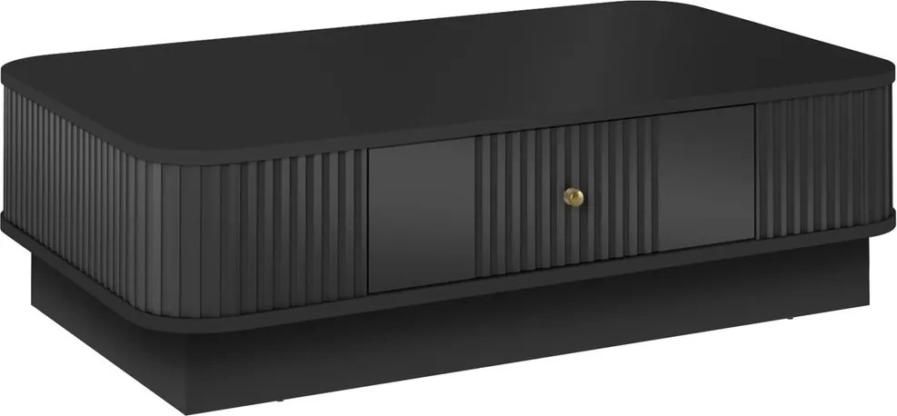 Čierny konferenčný stolík Vesper 103x60 cm so zásuvkou na sokli - zlatá úchytka