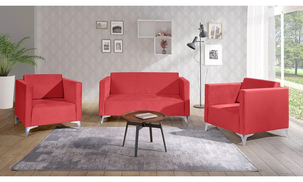 Sedacia súprava Denim 2+1+1, Dostupné poťahy: Solo 260, Farby nožičiek: biely lesk