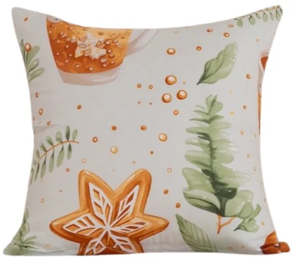 Obliečka na vankúš z mikrovlákna WINTER GINGERMAN 45x45 cm, biela