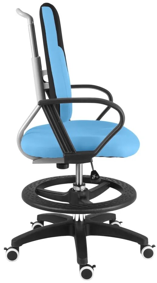 Detská rastúca stolička Neoseat KINDER — látka, čierna / svetlo modrá