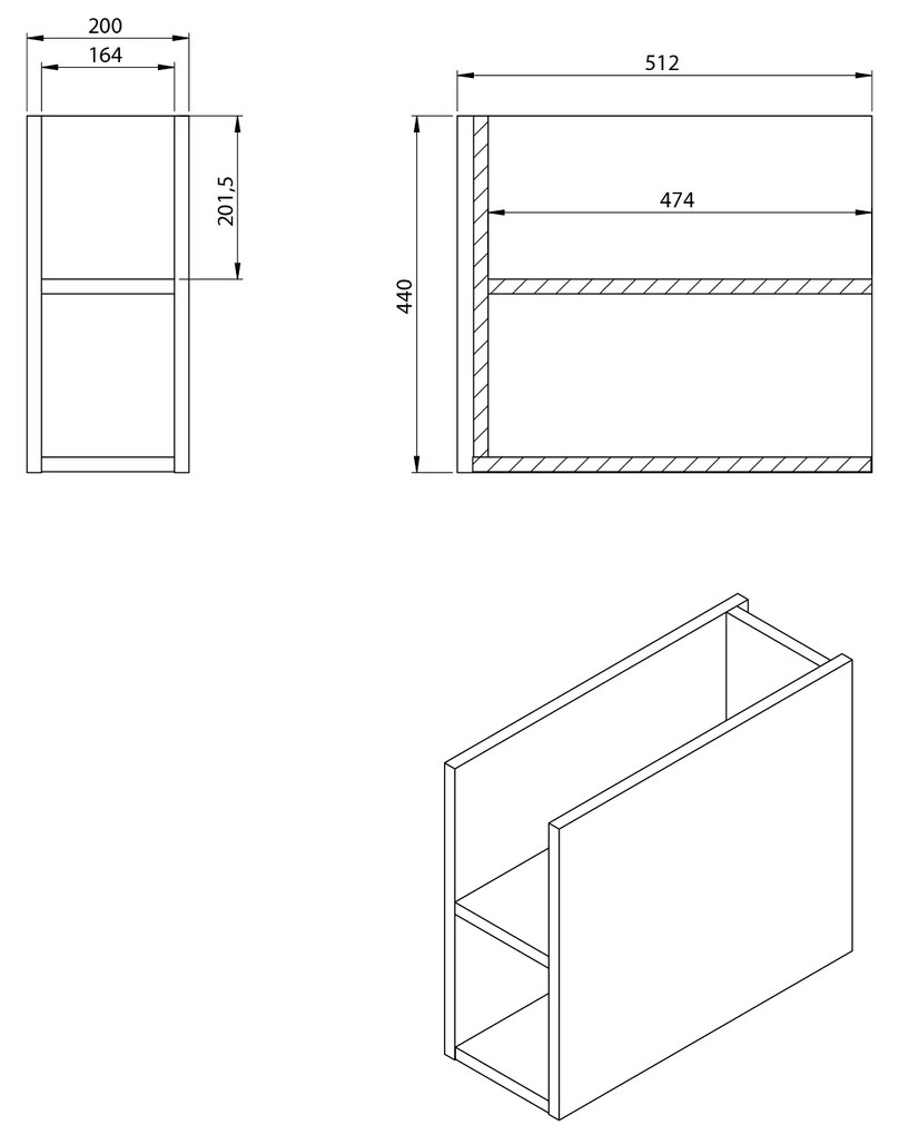 Sapho Sapho, LOREA skrinka s umývadlom 101x46x51,5cm (80+20cm), ľavá, biela matná, LE080-3131-L-01