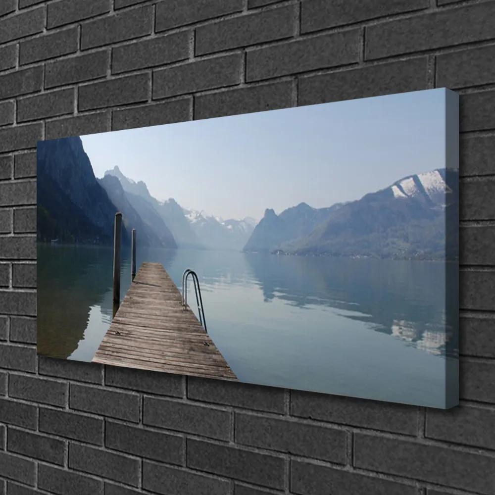 Obraz Canvas Mólo jazero hory príroda 125x50 cm