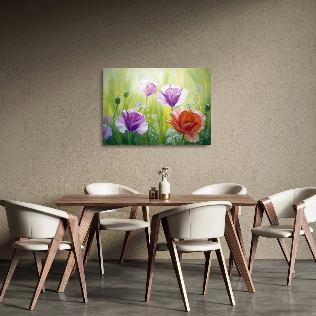 Sklenený obraz - Vlčie maky (70x50 cm)