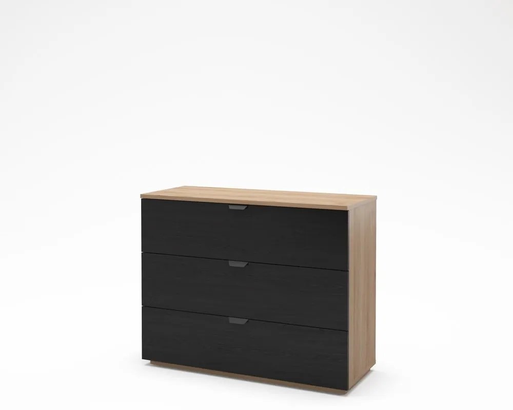 Komoda v dekore duba v čierno-prírodnej farbe 100x80x40 cm Dennis – Marckeric
