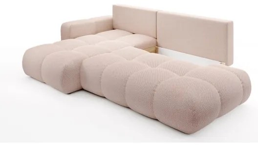 Rozkladacia rohová čalúnená sedacia súprava ALMADA v tvare L s úložným priestorom, ľavé prevedenie, ružová