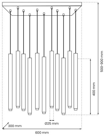 Luster na lanku MONZA 11xG9/8W/230V čierna