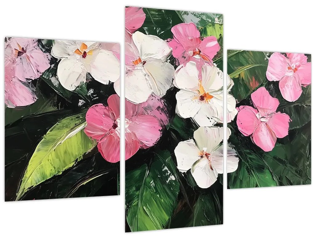 Obraz - Ružové a biele kvety (90x60 cm)