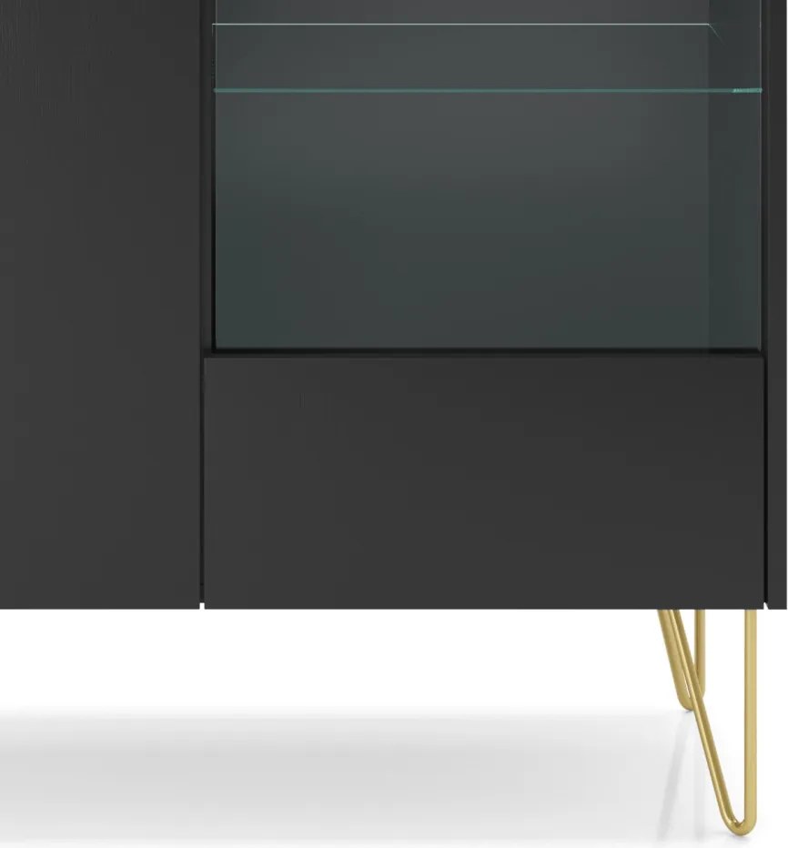 Vitrína Harmony, čierna/čierny mramor