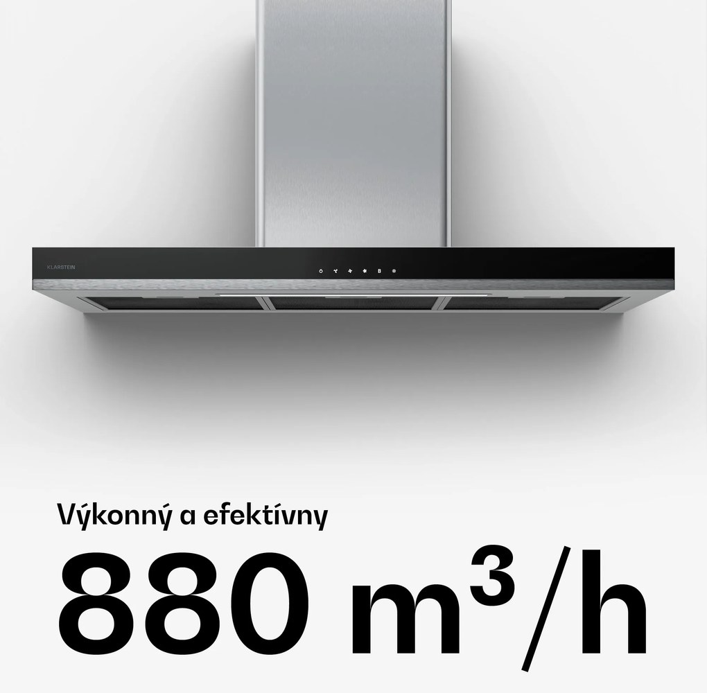 Klarstein Verosteel digestor, Elegantný, minimalistický, výkonný, Energetická trieda A, 881,6 m³/h, 90 cm