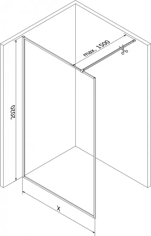 Mexen, Mexen Kioto-XF sprchová stena s rámom 60 x 202 cm, grafit 10 mm, zlatá - 800-060-104-50-40-X