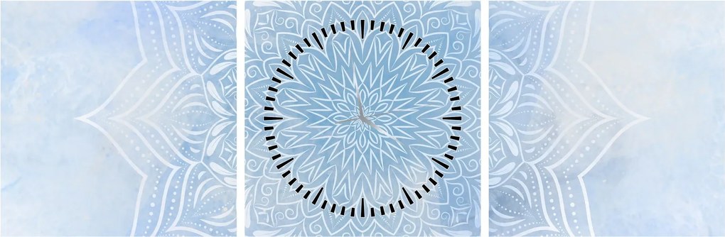 Obraz - Zimná mandala (s hodinami) (90x30 cm)