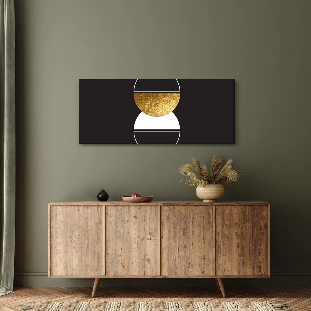 Obraz - Abstrakcia zlatá a čierna N⁰2 (120x50 cm)