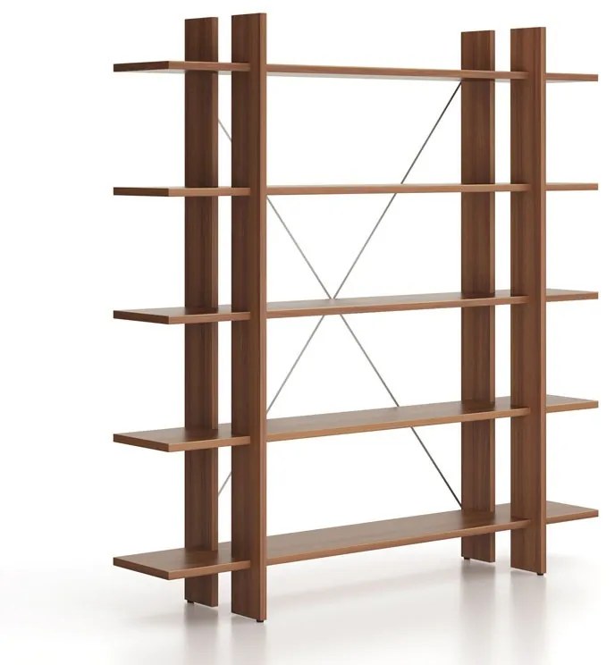 Kancelársky regál vysoký dlhý SOLID, 1800 x 400 x 1825 mm, orech