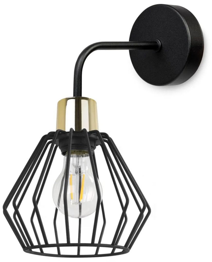 Nástenné svietidlo Nuvola 5, 1x čierne drôtené tienidlo, g