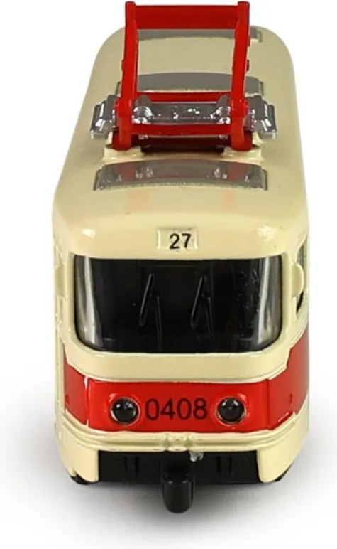 RAPPA Kovová česká retro električka Tatra T3 s otváracími strednými dverami - 16 cm - červená