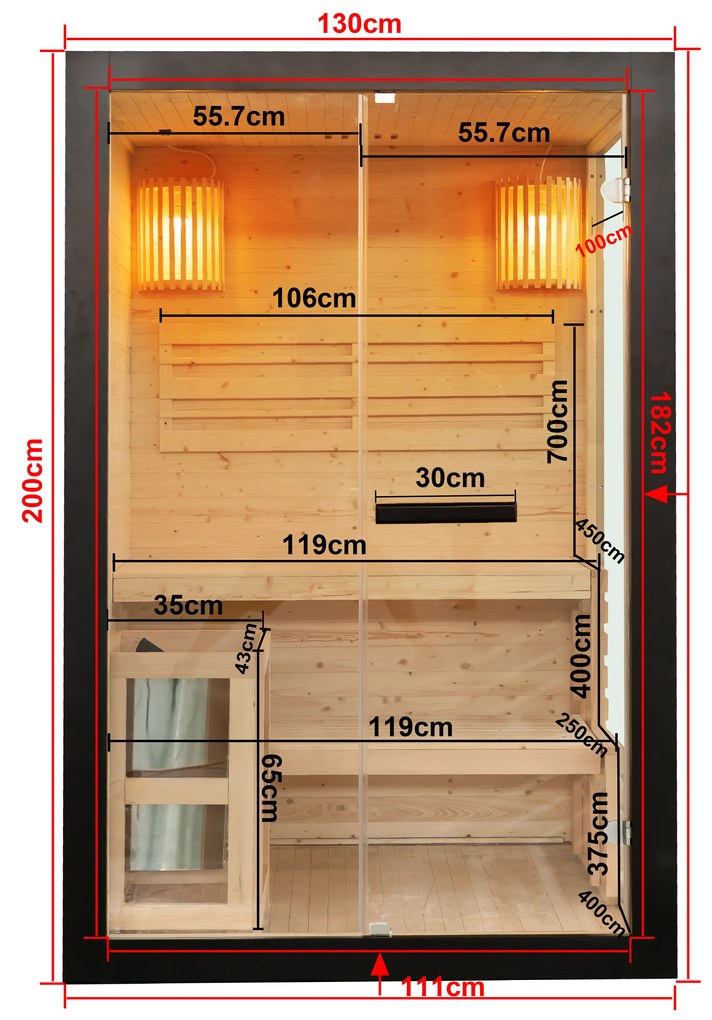 Sauna PANORAMA BLACK pre 2 osoby (Skladom posledný kus u dodávateľa, najbližšie naskladnenie cca v druhej polovici 4/2025)