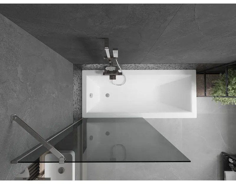 Mexen Next, vaňová zástena 1-krídlová 90 x 150 cm, fixné krídlo, 6 mm šedé sklo, chrómový profil, 895-090-000-00-40-01