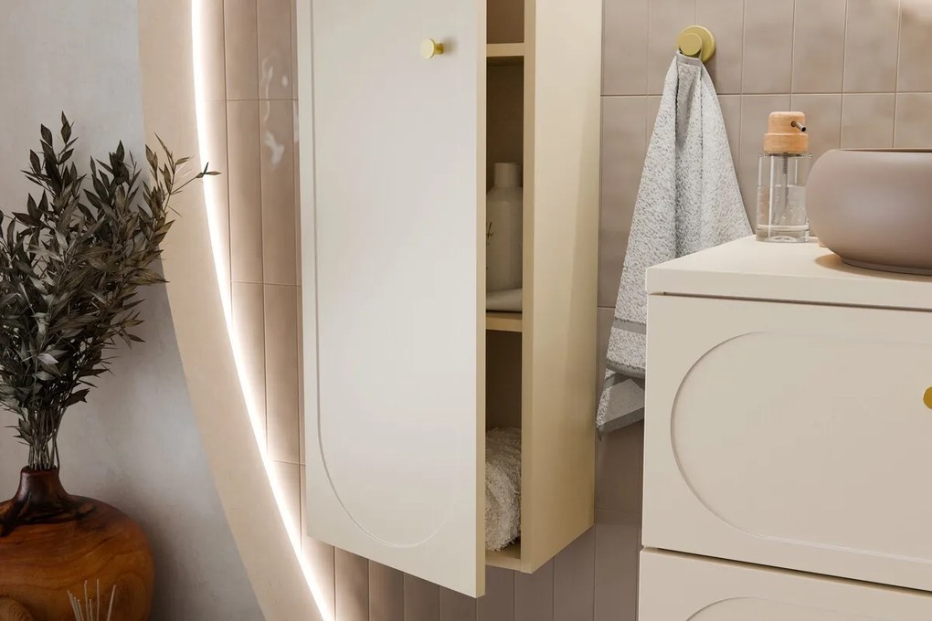 Vysoká závěsná koupelnová skříňka Donna 80-35-1D písková