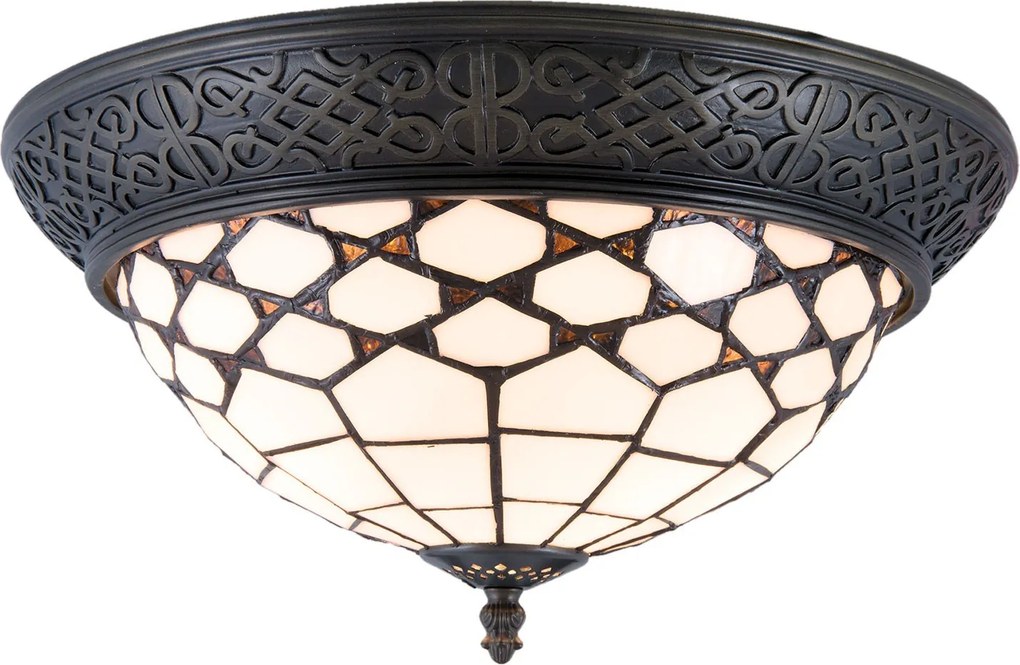 Stropné svietidlo Tiffany Roof - Ø 38 * 19 cm / E14 / Max. 2x40 Watt