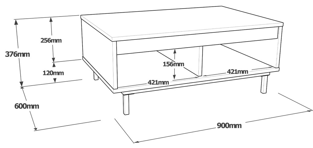 Konferenční stolek Houseland Tess beton/černý