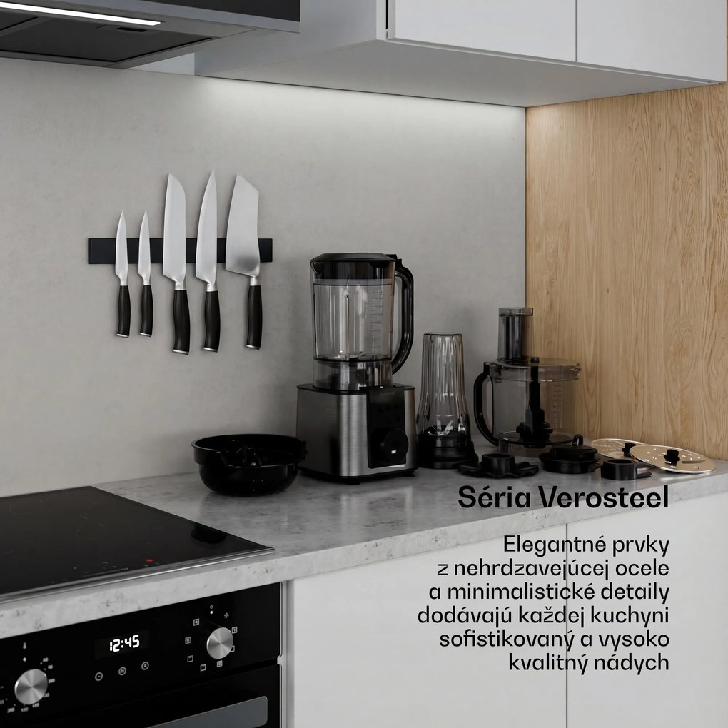 Klarstein Verosteel kuchynský robot s mixérom | miesenie, šľahanie a odšťavovanie | 1200 W | 2 l /1,75 l
