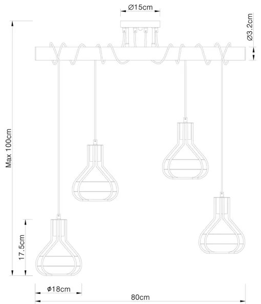 Globo 15388-4D - Luster na lanku CLASTRA 4xE27/60W/230V