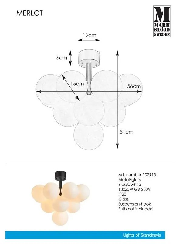 Stropné svietidlo Markslöjd Merlot Plafond 13L Black