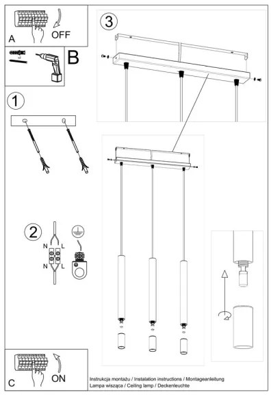 Sollux SL.0959 - Luster na lanku VIZIER 3xG9/40W/230V biela