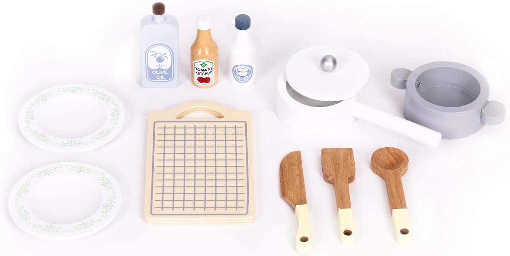 Detská kuchynka ECOTOYS s rúrou, práčkou a 12 doplnkami