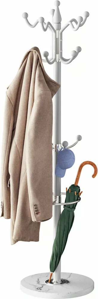 Stojanový vešiak TENZY s mramorovým podstavcom, 37x173cm, biela Casaria