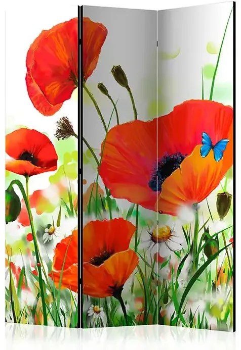 Paraván - Country poppies [Room Dividers] Veľkosť: 135x172, Verzia: Obojstranný