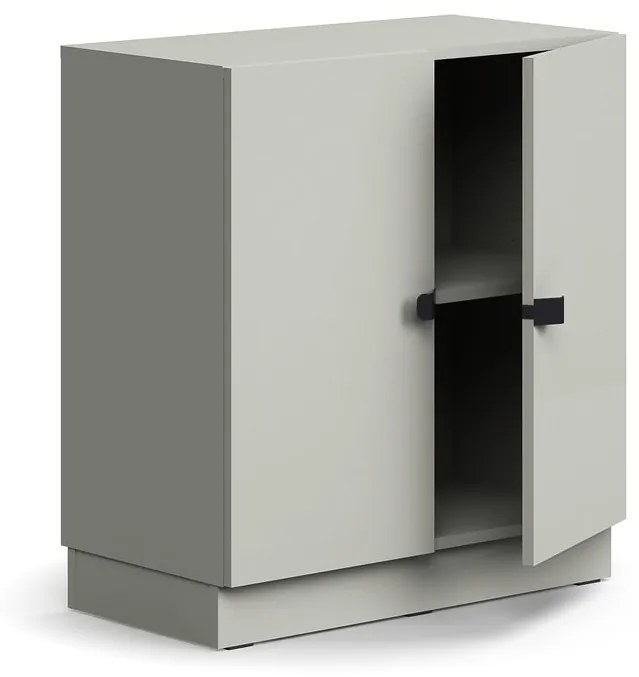 Skriňa QBUS, 1 polica, so soklom, s madlom, 868x800x420 mm, svetlošedá