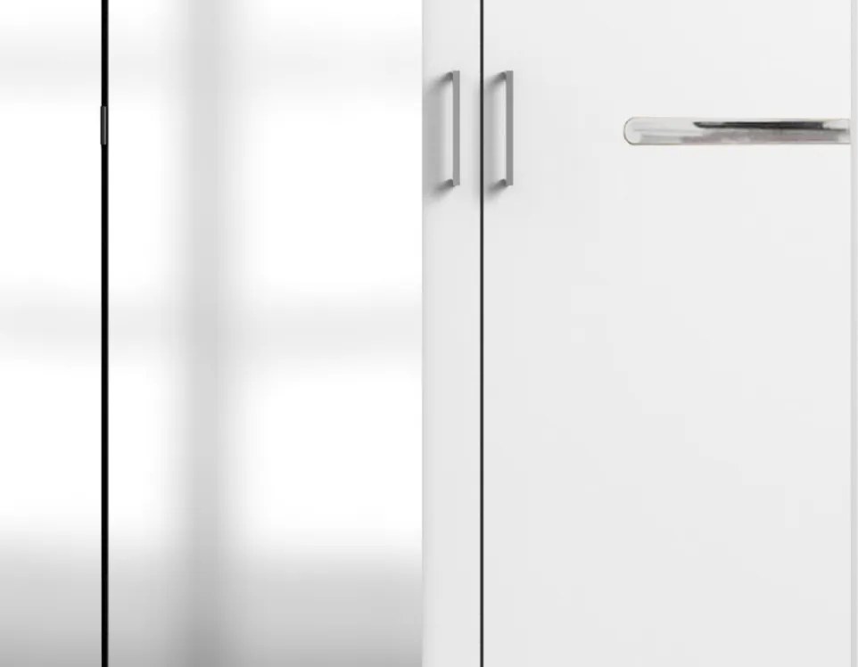 Šatníková skriňa so zrkadlami Anna, 180 cm, biela